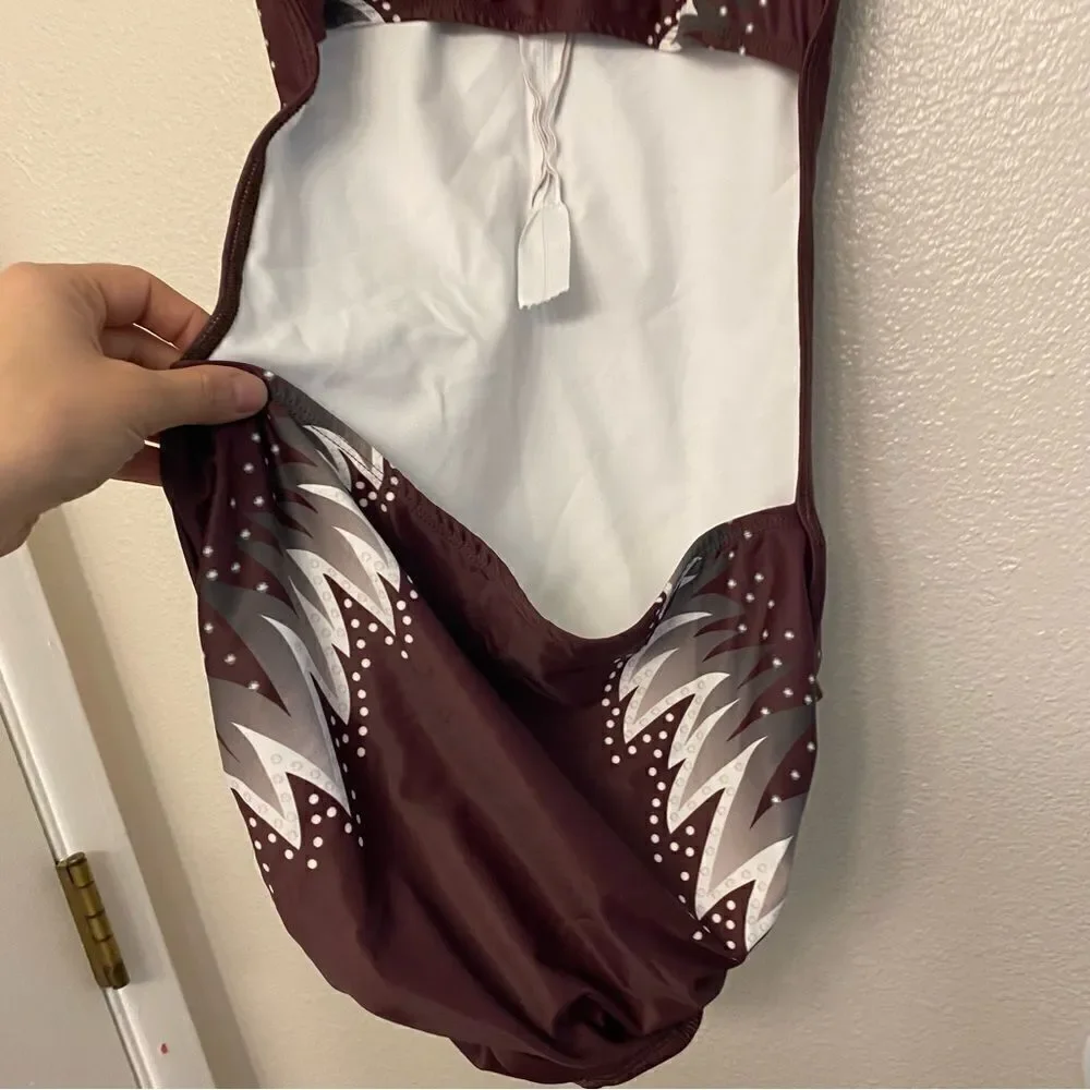 Alexandra Collection dance Harmony Zipper Front Leotard Burgundy Adult medium